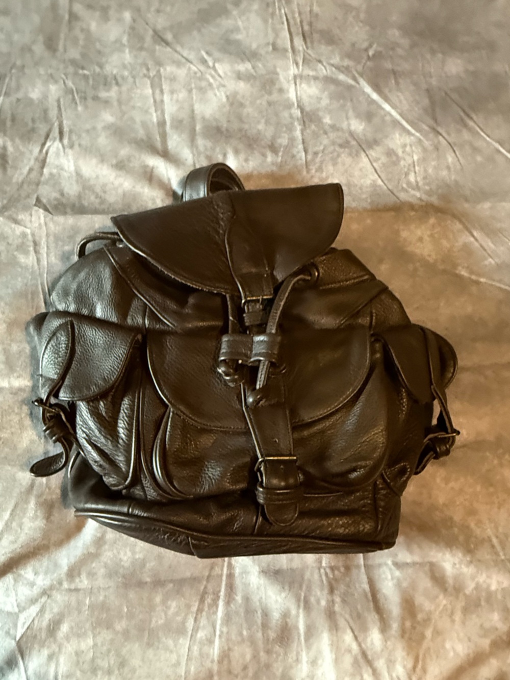 Classic Black Leather Backpack Purse - Women's Everyday Bag